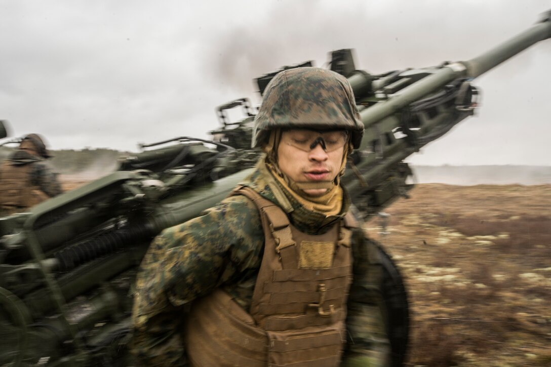 3rd Battalion, 14th Marines Fire M777 Howitzers During Exercise Dynamic Front 19