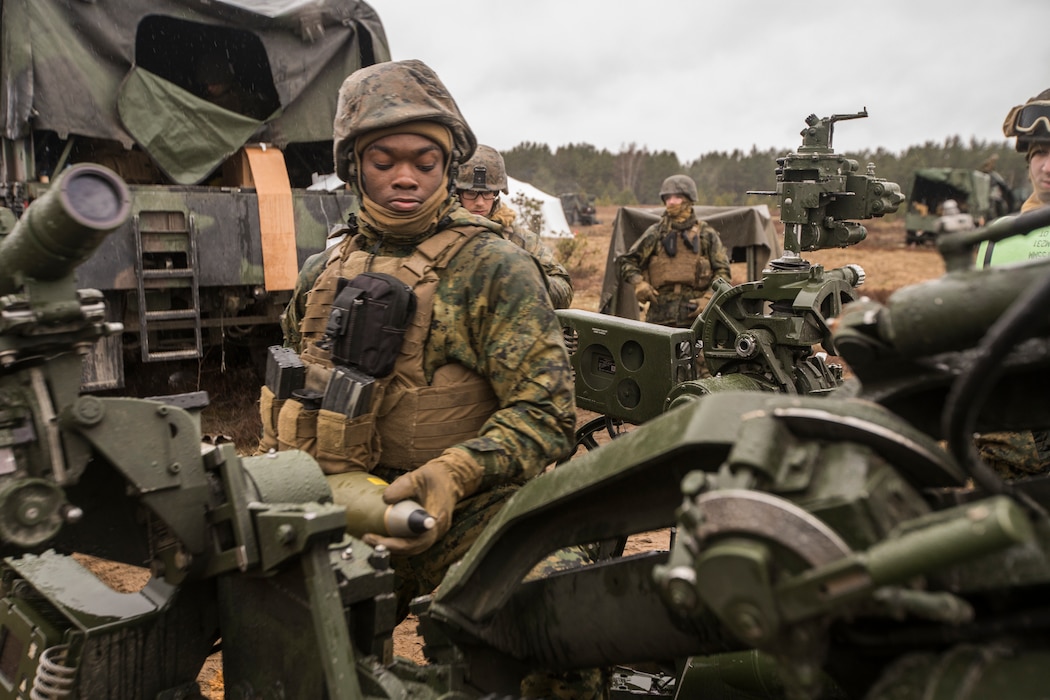 3rd Battalion, 14th Marines Fire M777 Howitzers During Exercise Dynamic Front 19