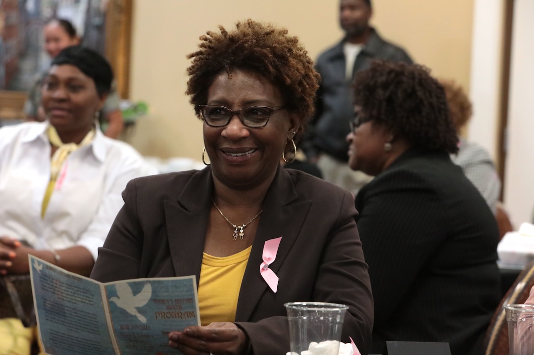 March marks Women’s History Month and dozens of active-duty service members and civilian-Marines celebrated the observance with an annual program at the Town and Country Grand Ballroom aboard Marine Corps Logistics Base Albany, March 19. (U.S. Marine Corp photo by Re-Essa Buckels)