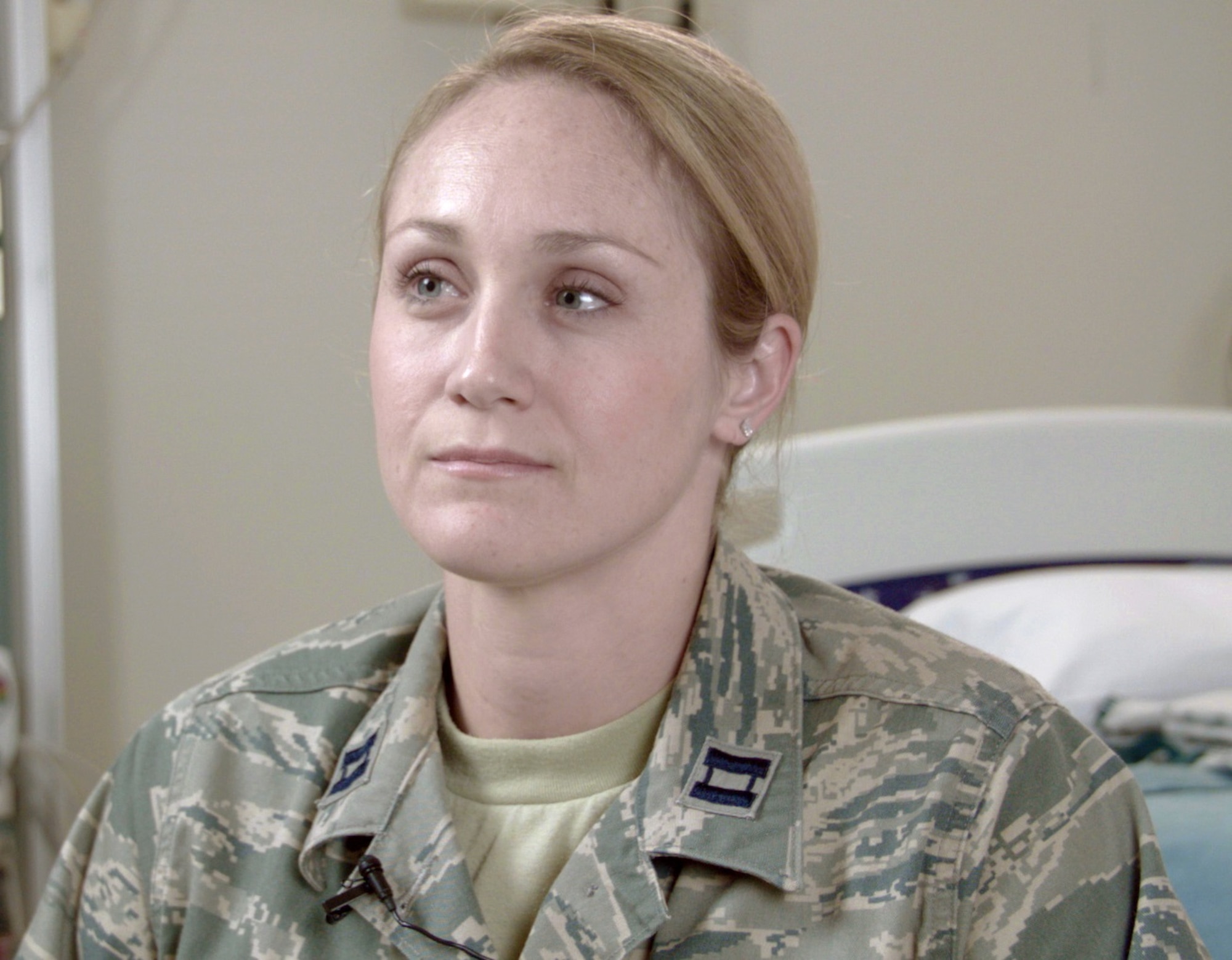 Air Force Capt. (Dr.) Lauren Lee, hematology/oncology fellow at Brooke Army Medical Center, reflects on the care BAMC staff members provided Alexis Piper, a patient with sickle cell anemia, who nearly died from a rare condition called hyperhemolysis. Hyperhemolysis syndrome is a potentially fatal transfusion complication. Many BAMC staff members collaborated to find a treatment for the life-threatening condition. (U.S. Air Force photo by Corey Toye)