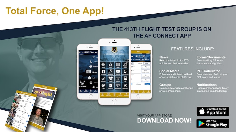 Find us on the AF Connect app > 413th Flight Test Group > News