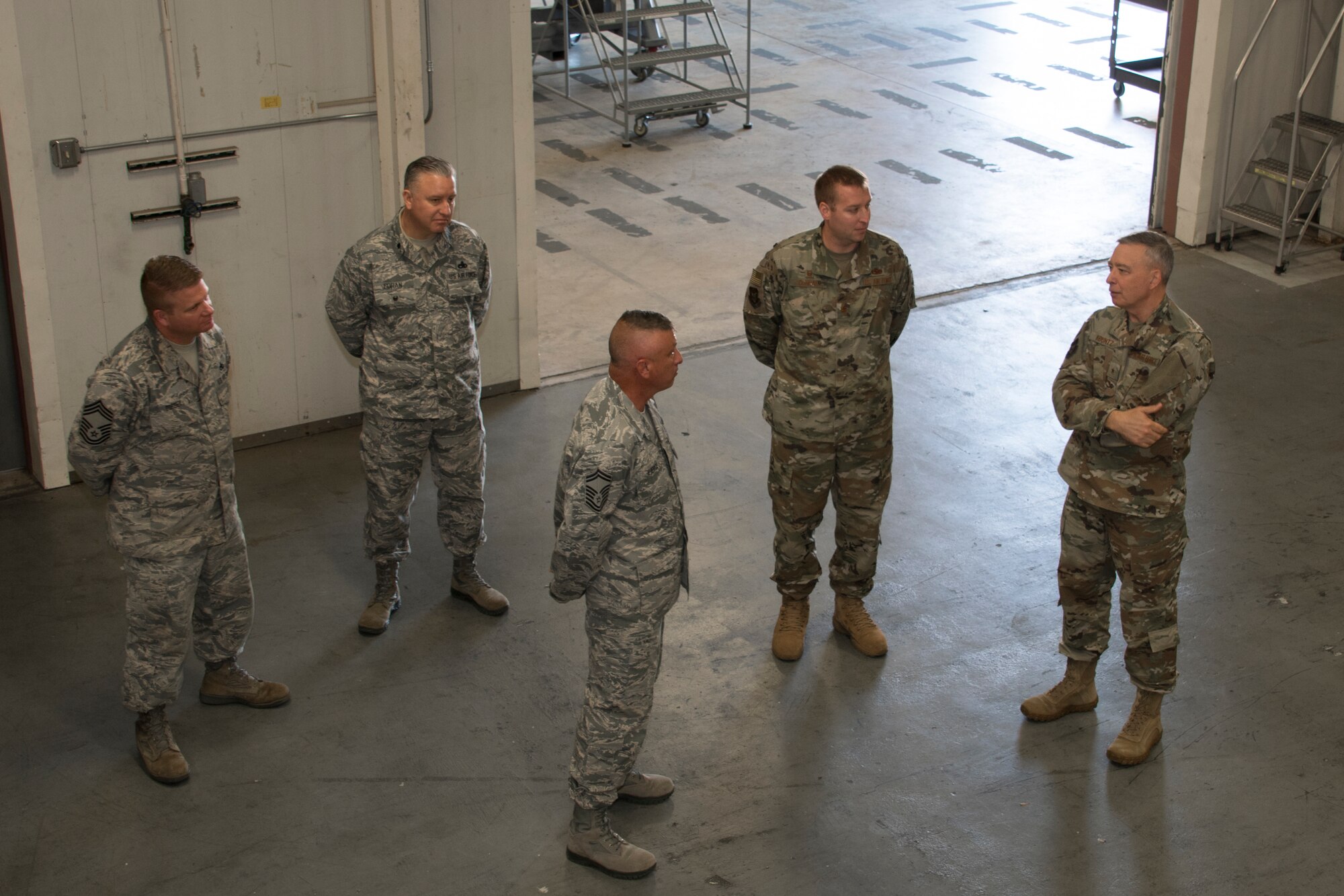 Reserve Citizen Airmen of the 307th Maintenance Group speak with Brig. Gen. William Kountz, Air Force Reserve Command director of logistics, engineering and force protection during his visit to the unit at Barksdale Air Force Base, Louisiana, March 19, 2019.  Kountz visited multiple locations within the 307th MXG, including the 307th Maintenance Squadron (U.S. Air Force photo by Master Sgt. Ted Daigle)