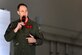 Col. Julian Cheater, 432nd Wing/432nd Air Expeditionary Wing commander, talks about the wing’s innovative and forward thinking, during an all-call at Creech Air Force Base, Nevada, Mar. 8, 2019. Cheater and Chief Master Sgt. Jamie Newman, 432nd WG/432nd AEW command chief, touched on a variety of topics ranging from reaching four million flight hours to supporting the Hunter family, career progression and training. (U.S. Air Force photo by Tech. Sgt. Dillon White)