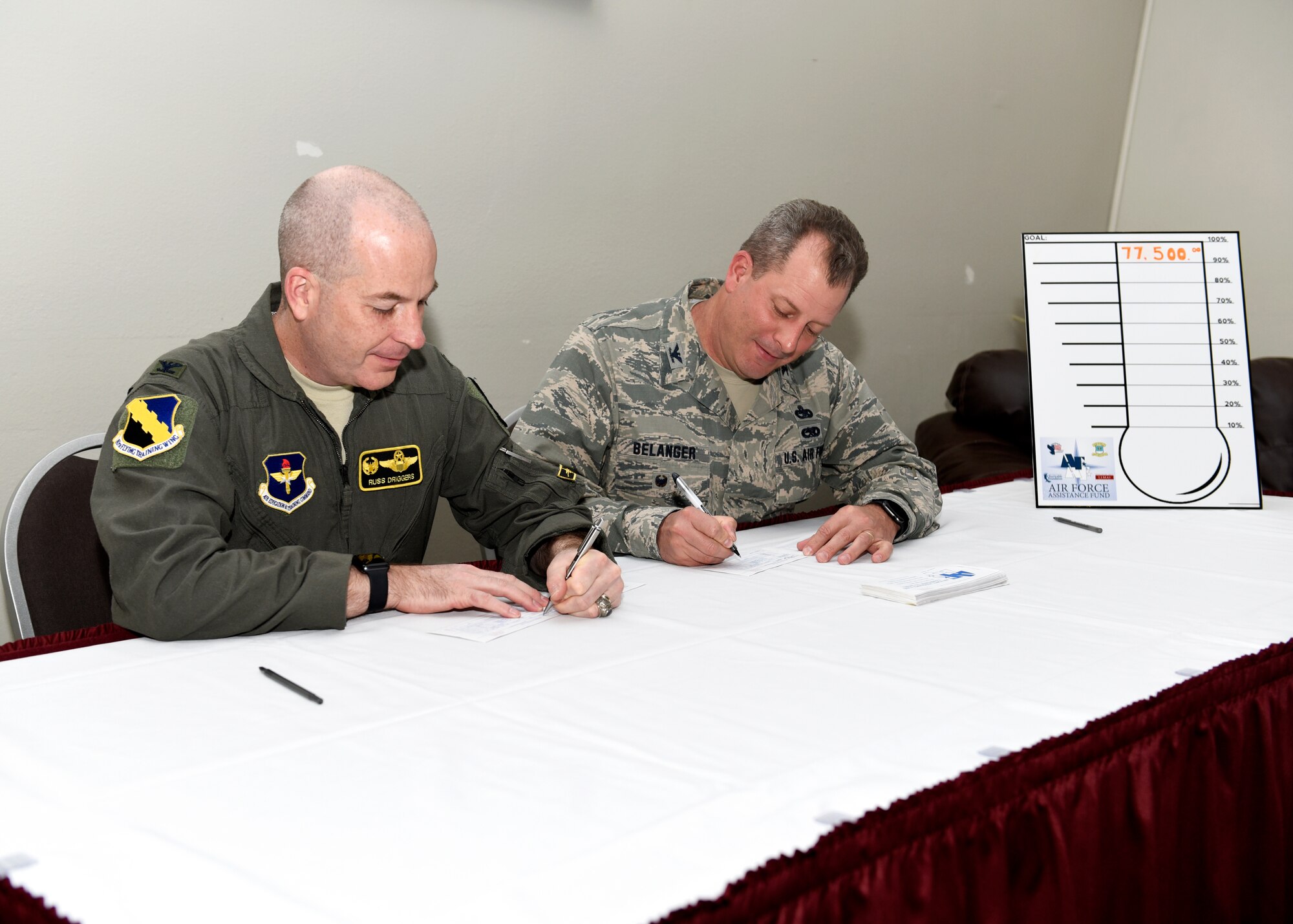 Airmen donating to the Air Force Assistance Fund