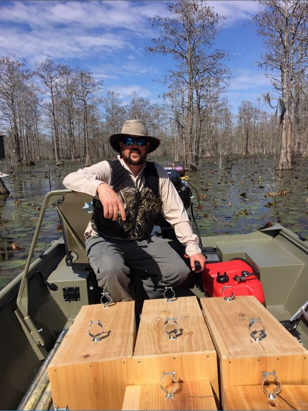 The Natural Resources staff aboard Marine Corps Logistics Base Albany installed new wood duck nesting boxes in the Indian Lake, March 14. Wood ducks are the one of the most common waterfowl species encountered in Georgia and at Indian Lake.