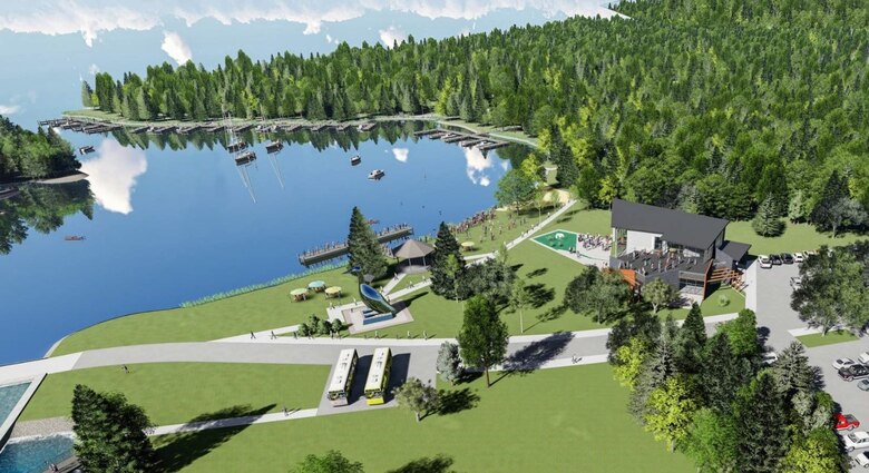 A rendering of the proposed National Loon Center.