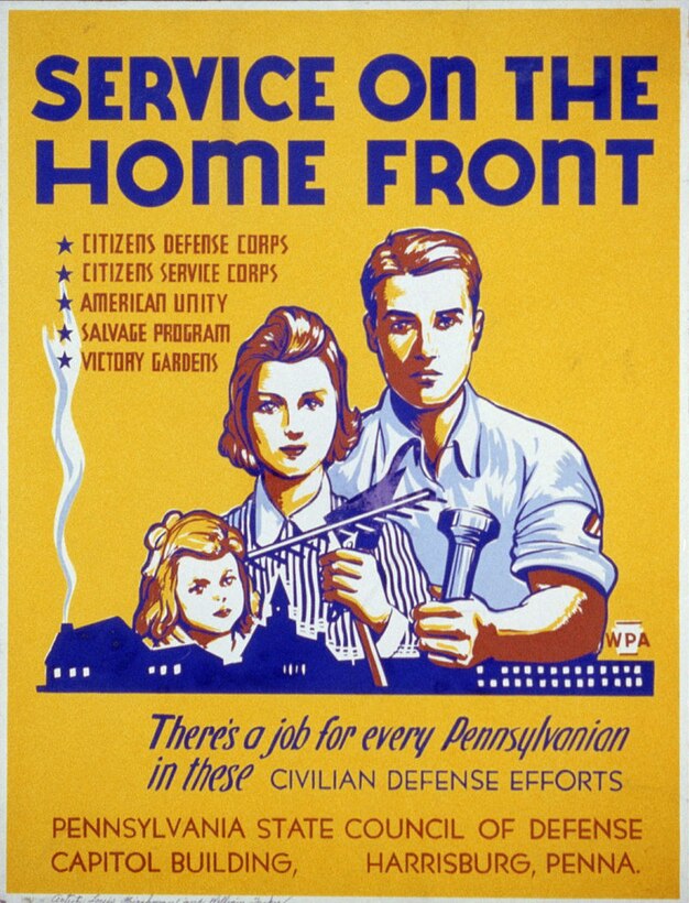 Family poses in poster.