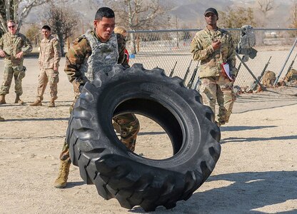 Pvt. Sione Lonitenisi of the Tongan Royal Marines competes in the squad
maneuver lane portion of the Nevada Army Guard's Best Warrior contest on
March 13, 2019. in Hawthorne, Nev.  Four Tongan Marines competed alongside Nevada Army Guard Soldiers for the title of the Silver State's Best Warrior. Nevada has two partners in the State Partnership Program: The Kingdom of Tonga and the Republic of Fiji. Fiji is set to send participants for the contest next year.