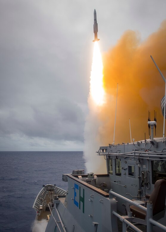 PHILIPPINE SEA (March 16, 2019) The Ticonderoga-class guided-missile cruiser USS Chancellorsville (CG 62) launched a Standard Missile (SM) 2 during a missile exercise (MSLEX) in the Philippine Sea, March 16, 2019. MSLEXs are designed to increase the tactical proficiency, lethality, and interoperability of participating units in an era of great power competition.