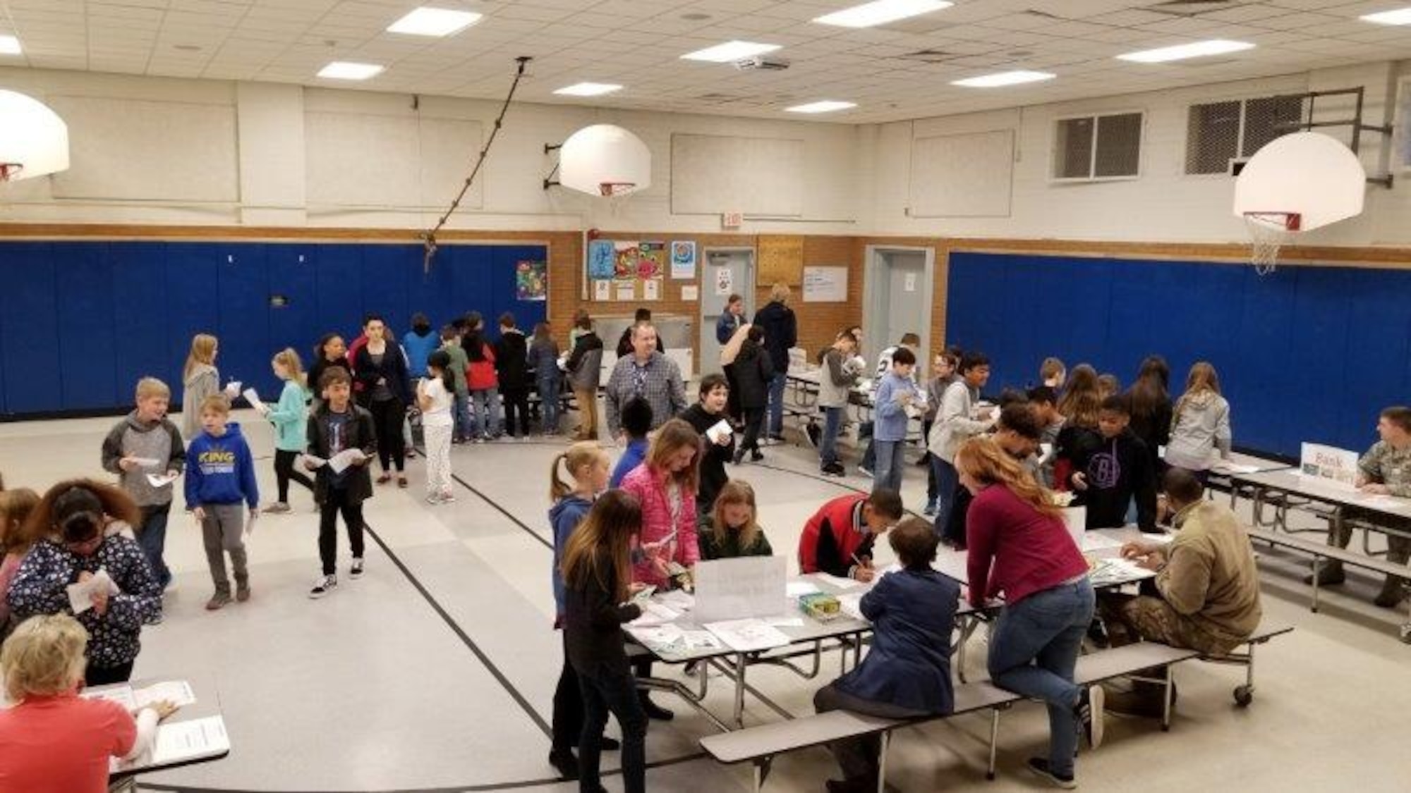 Students during a workshop called Kids Marketplace March 12, 2019, at Hill Field Elementary to learn the importance of budgeting and saving. The activity was overseen by the Airman and Family Readiness Center an Utah State University Extension. (Courtesy photo)
