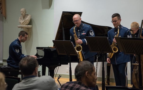 Members of the Airmen of Note perform at the The Lyceum, Alexandria, Virginia's History Museum, on March 7th as part of The U.S. Air Force Band's Chamber Concert Series.