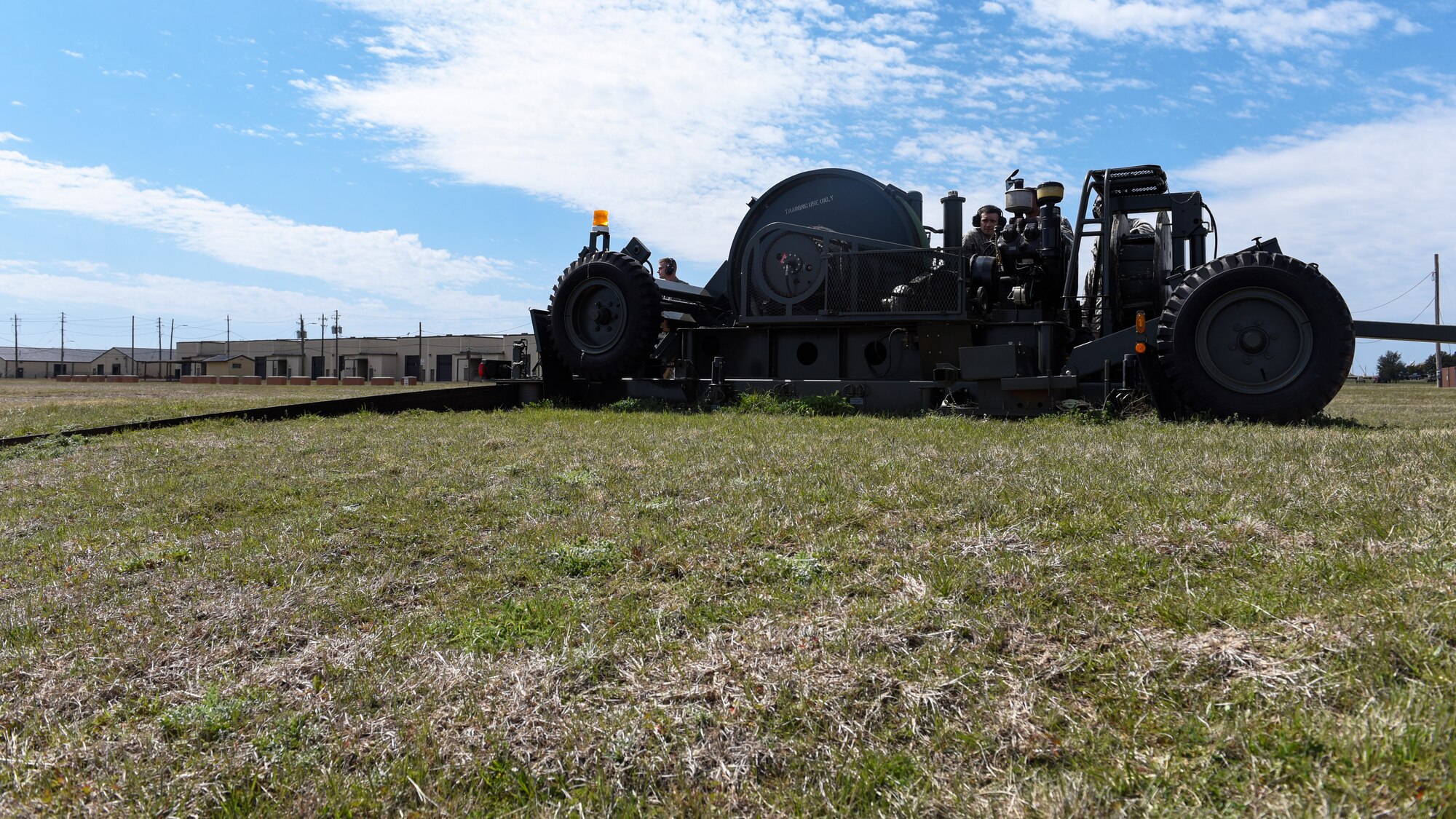 366th Civil Engineers test a mobile aircraft arresting system at Sheppard AFB