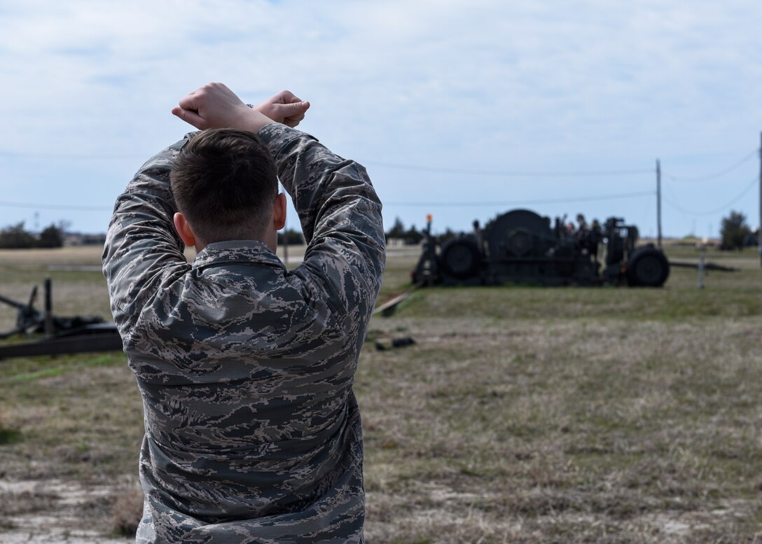 366th Civil Engineers test a mobile aircraft arresting system at Sheppard AFB