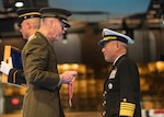 Marine Corps Gen. Joe Dunford, chairman of the Joint Chiefs of Staff, present a Legion of Merit to Japan Maritime Self-Defense Force Adm. Katsutoshi Kawano, chief of staff, Joint Staff, Japan Self-Defense Forces on Joint Base Myer-Henderson Hall, March 21, 2019.