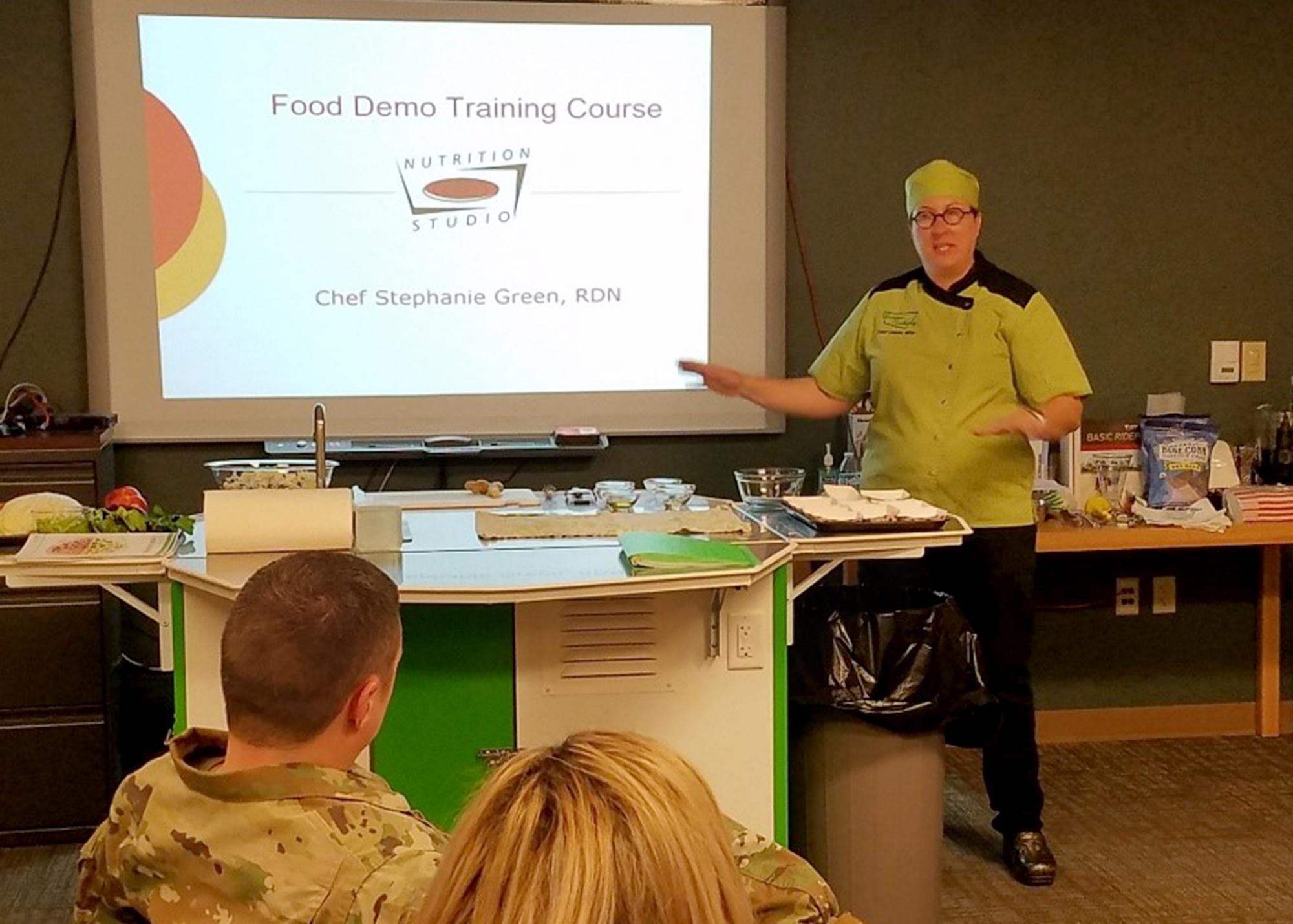 Chef Stephanie Green, Registered Dietitian Nutritionist, led a food demonstration training course Feb. 8, 2019, at Luke Air Force Base, Ariz.
