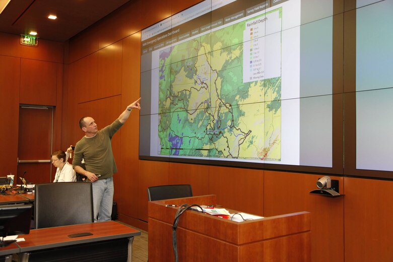 Chris Purzer, with Hydrologic Engineering Section, explained inflows into tributaries that eventually entered the Missouri River to our north.