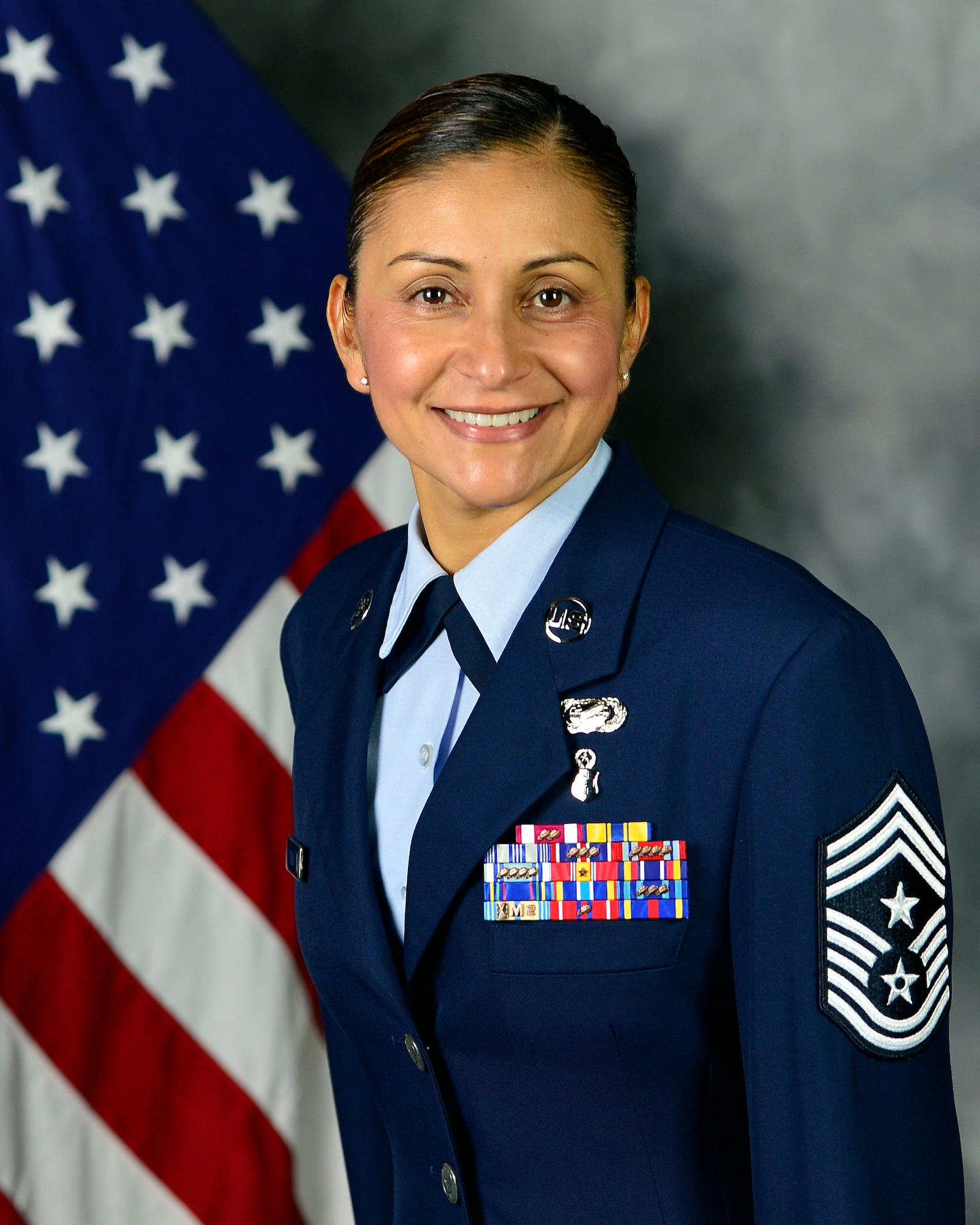 Official Portrait of Chief Master Sgt. Cynthia Villa, 452nd Air Mobility Wing Command Chief (Air National Guard Photo by TSgt Neil Ballecer / Released)