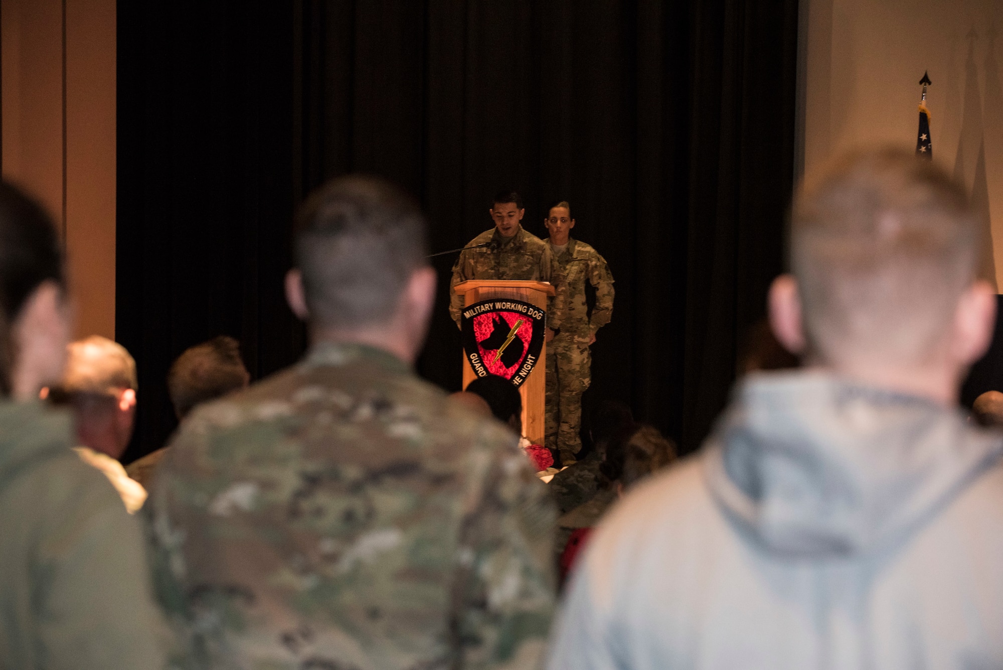 The final call was given for Military Working Dog Nemo during a memorial ceremony March 22, 2018, at F.E. Warren Air Force Base, Wyo. The tradition of sending a last radio call is typically held at a funeral or when deemed appropriate. Military Working Dog Nemo… Military Working Dog Nemo X443… Calling MWD Nemo. Military Working Dog Nemo X443 United States Air Force F.E. Warren Air Force Base this is your final call. End of watch March 18, 2019. (U.S. Air Force photo Senior Airman Abbigayle Williams)