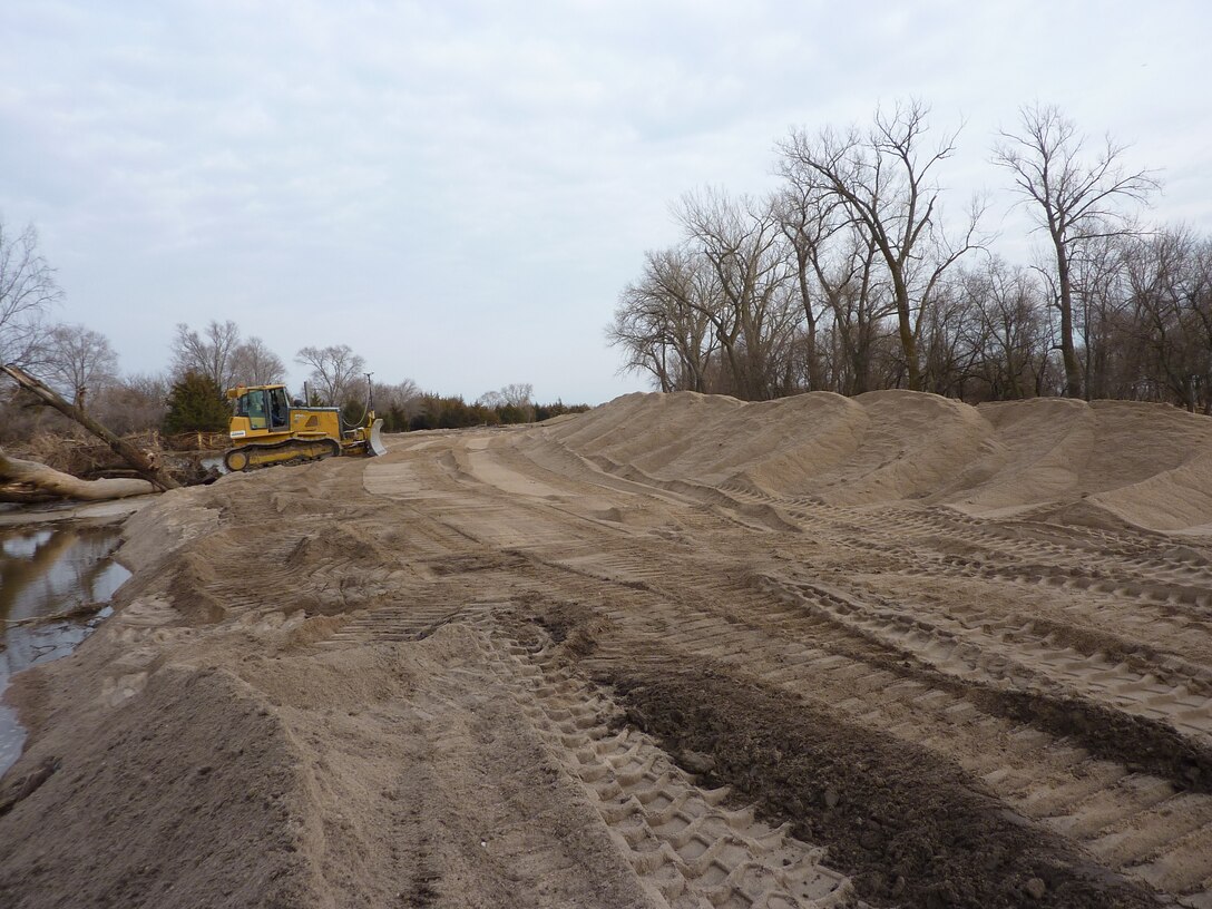 USACE works on Union Dike restoration after March 2019 runoff event Mar. 22, 2019. (Photo by USACE, Omaha District)