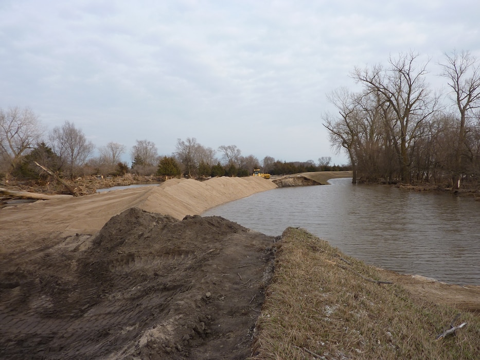 USACE works on Union Dike restoration after March 2019 runoff event Mar. 22, 2019. (Photo by USACE, Omaha District)