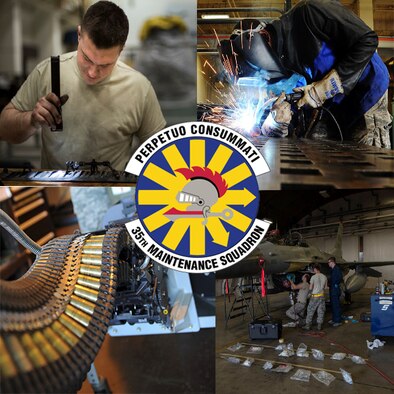U.S. Air Force Airmen with the 35th Maintenance Squadron inspect a divergent seal with a flash light, examine an F-16 Fighting Falcon, load 20mm rounds on to a Universal Ammunition Loading System and weld parts of an F-16 at Misawa Air Base, Japan, throughout 2017 and 2018. The award highlights the unit which best meets the objective of providing safe, serviceable and available equipment for sustained use in peacetime and in wartime. Units get evaluated on mission accomplishment, innovative and effective use of maintenance resources and personnel quality of life programs. (U.S. Air Force graphic by Airman 1st Class Xiomara M. Martinez)