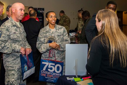 Hundreds of job seekers visited, explored career options with and handed out resumes to Department of Defense employers at the Hiring Heroes Career Fair held in the Sam Houston Community Center at Joint Base San Antonio-Fort Sam Houston March 20.