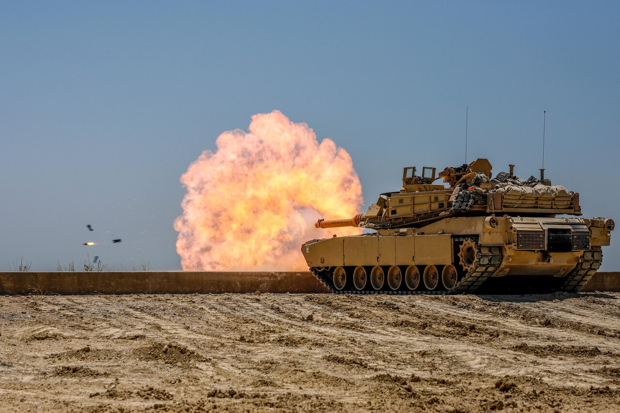 A tank fires.