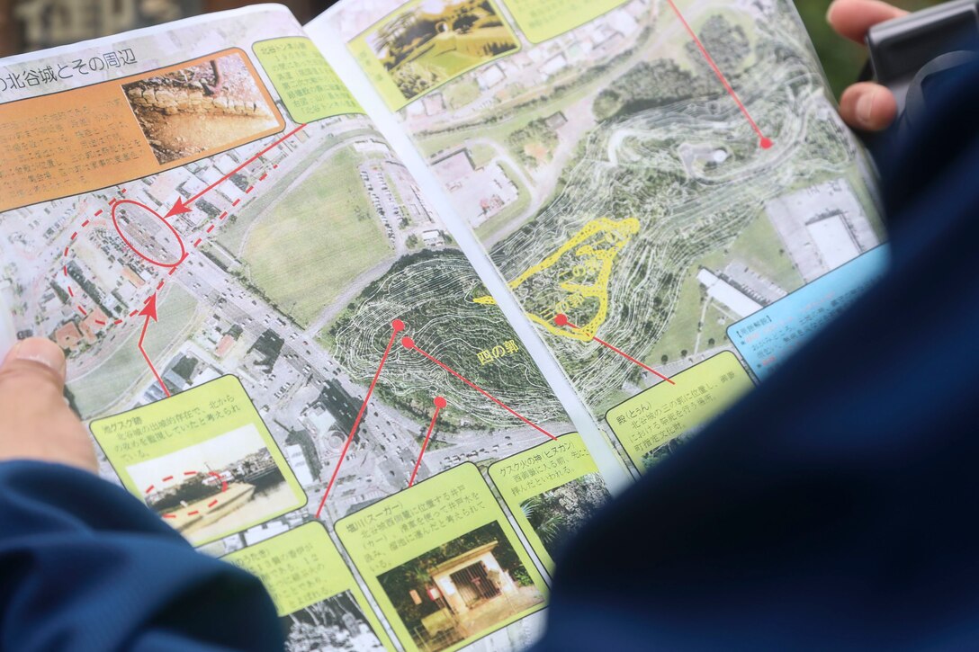 Students from Camp Lester Middle School interact with students from Chatan Junior High School at Chatan Castle on Camp Smedley D. Butler, Okinawa, Japan, March 21, 2019. The students were participating in a culture exchange, held to promote a better relationship with the local community. (U.S. Marine Corps photo by Lance Cpl. Savannah Mesimer)