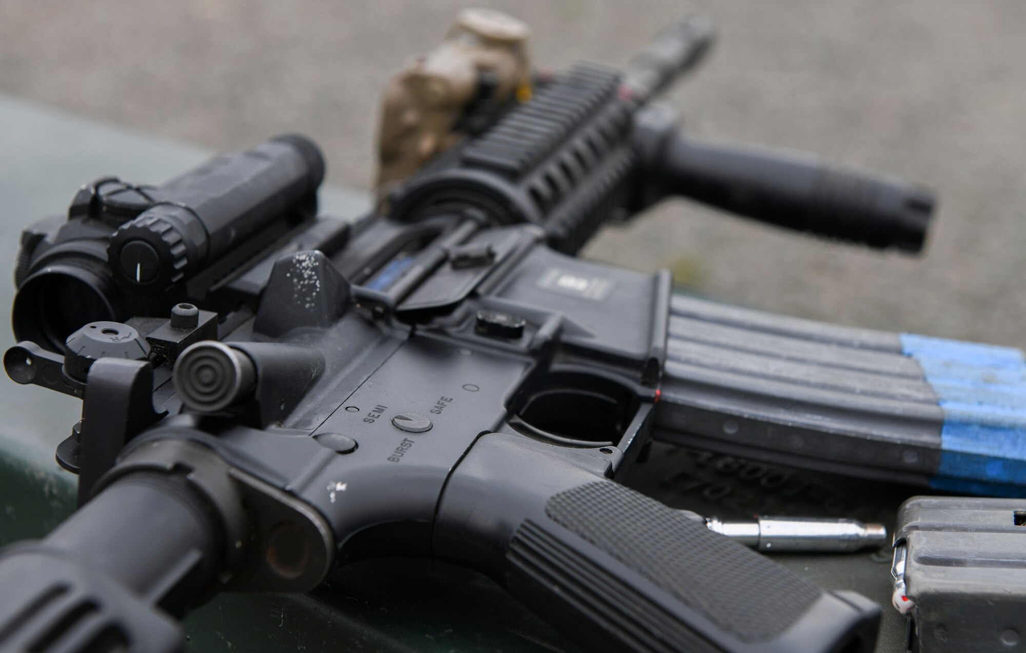 The 422nd Security Forces Squadron conducted force-on-force training at RAF Croughton, March 22, 2019. The training is a quarterly requirement to sharpen Airmen’s skills in deadly force scenarios. (U.S. Air Force photo by Senior Airman Chase Sousa)