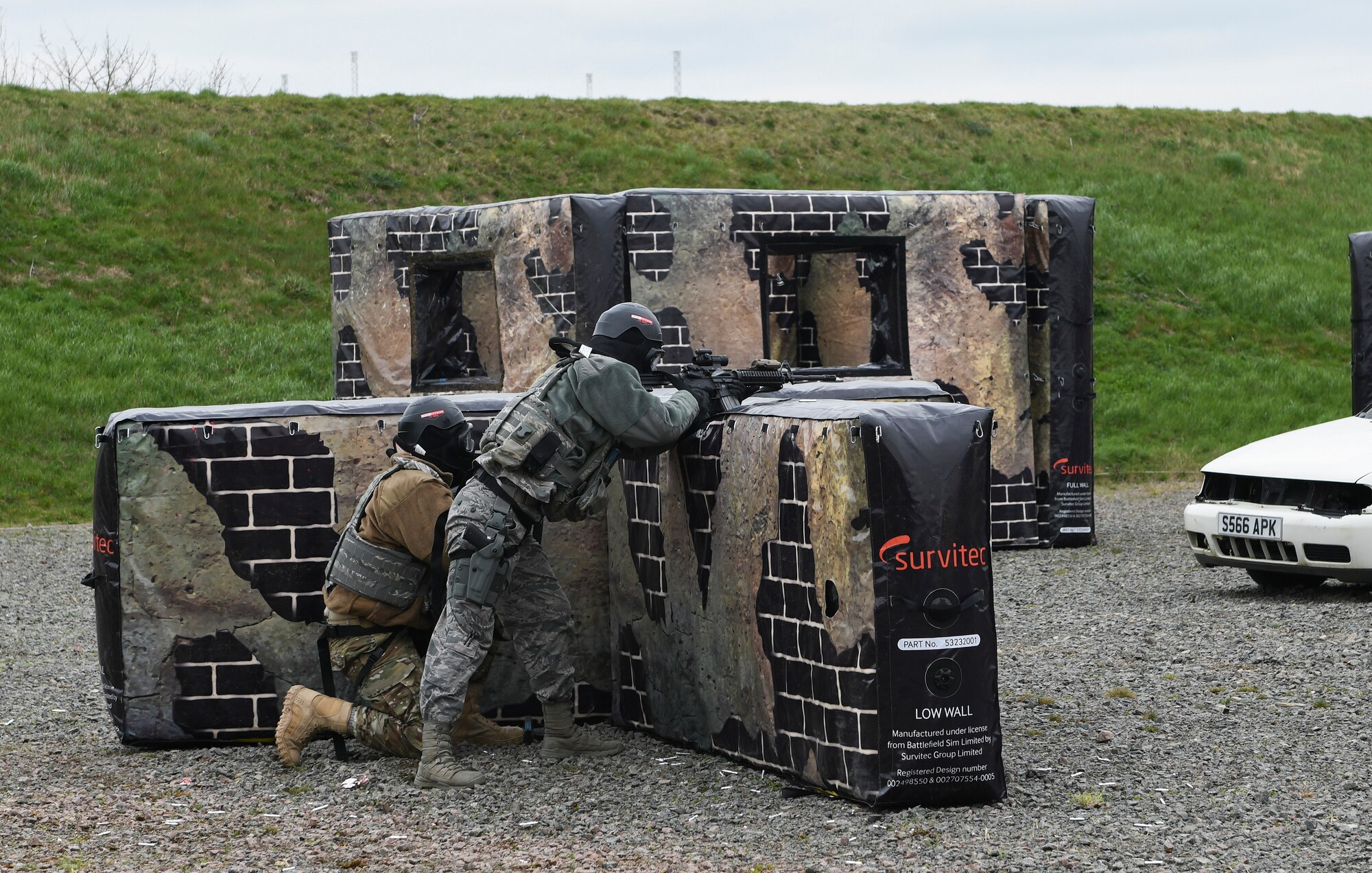 The 422nd Security Forces Squadron conducted force-on-force training at RAF Croughton, March 22, 2019. The training is a quarterly requirement to sharpen Airmen’s skills in deadly force scenarios. (U.S. Air Force photo by Senior Airman Chase Sousa)