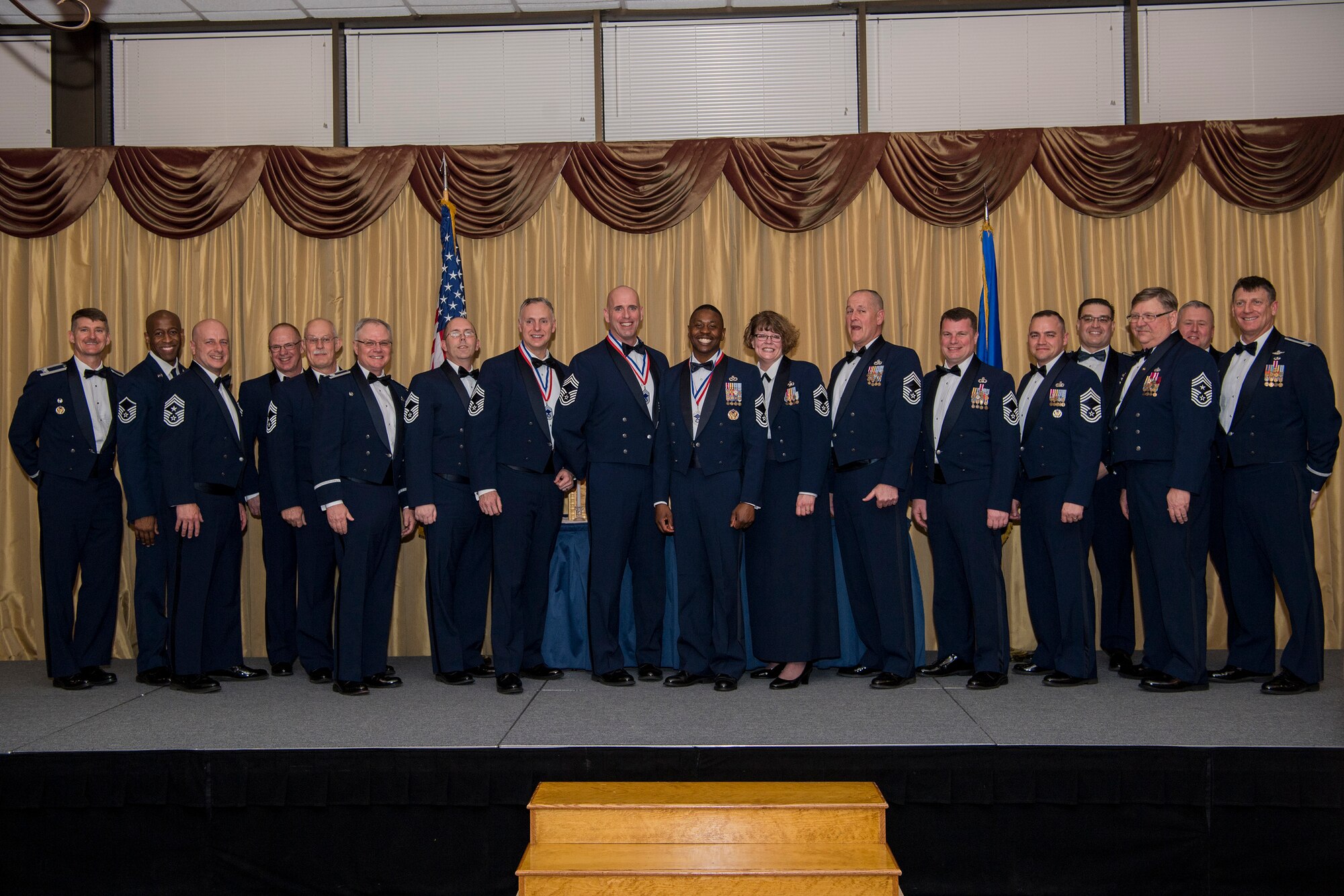 U.S. Reserve Citizen Airmen and New Jersey Air National Guard stationed at Joint Base McGuire-Dix-Lakehurst and their families attend a Chief Master Sergeant recognition ceremony at Tommy B’s Community Center on JBMDL, N.J., March 23, 2019.