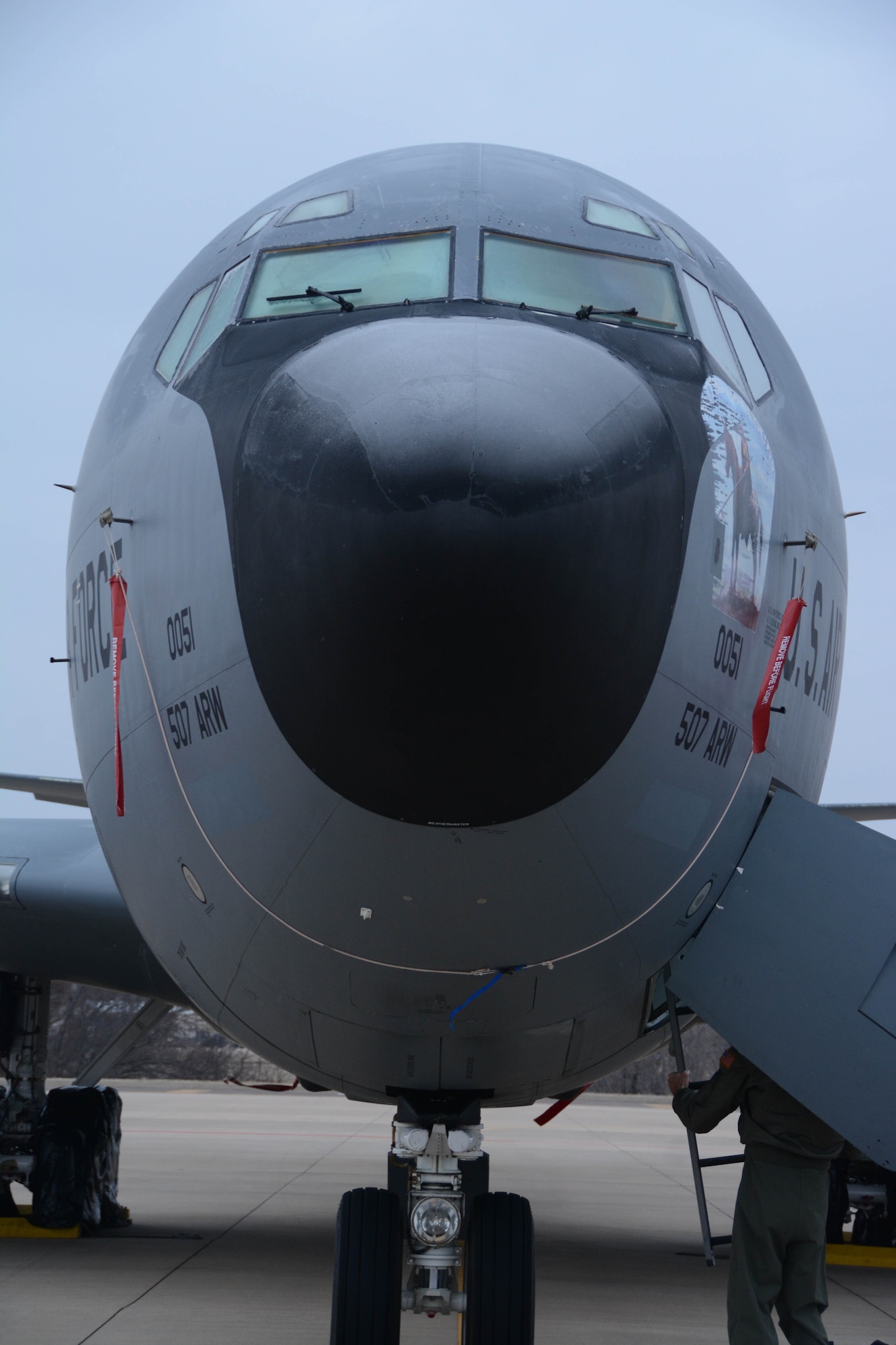 Reserve flight crews board a KC-135 Stratotanker on the flightline of the 507th Air Refueling Wing during an exercise geared toward wartime preparation and readiness March 2, 2019, at Tinker Air Force Base, Oklahoma. The 507th Air Refueling Wing's unit effectiveness inspection capstone event is scheduled for Nov. 15-19, 2019. (U.S. Air Force photo by Tech. Sgt. Lauren Gleason)