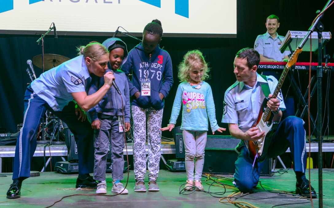 USAFE musicians performing for children in Rwanda