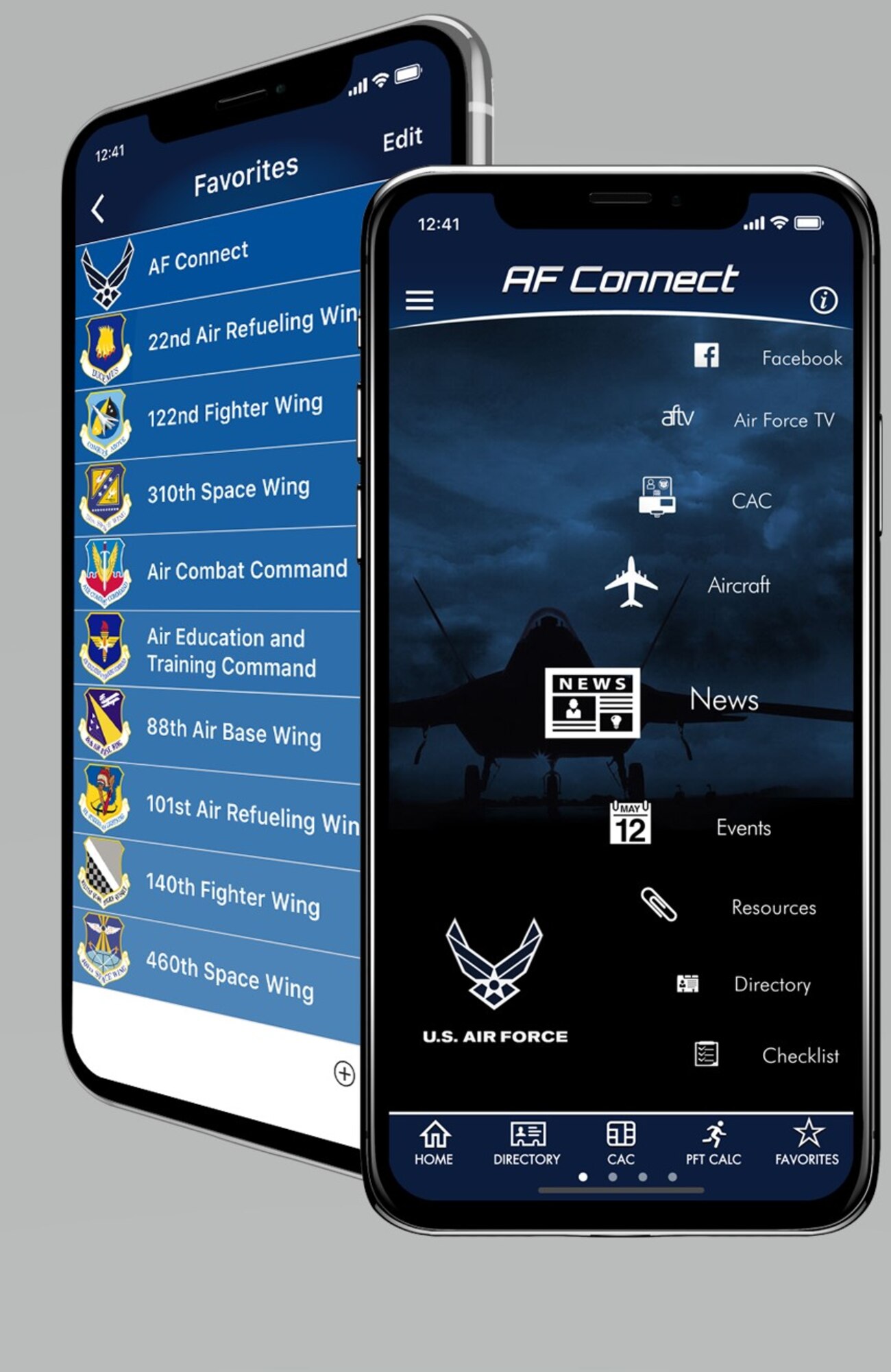Photo of the USAF Connect App