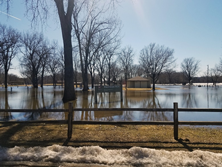 Photo of the park flooded.