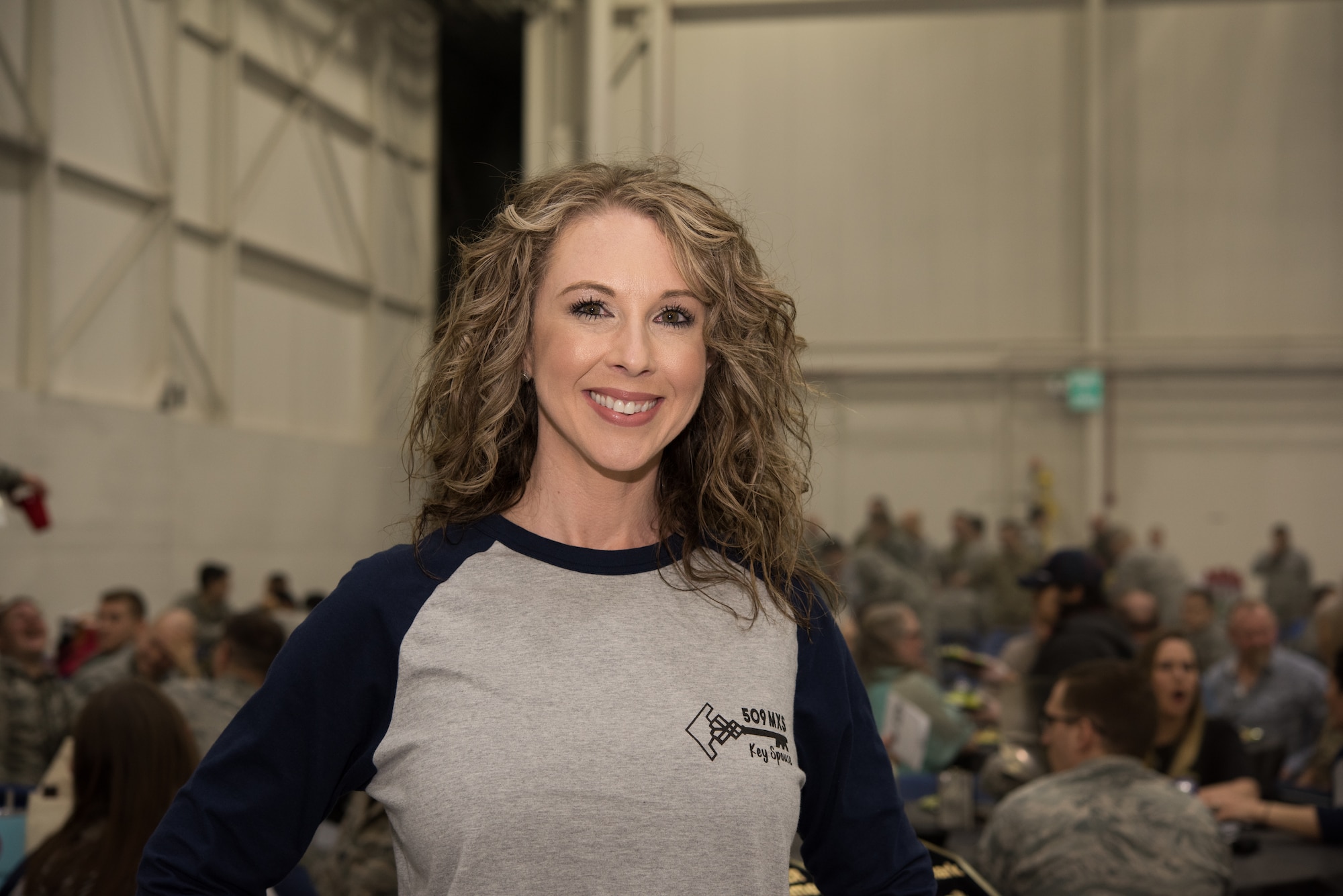 Dover Biery, a 509th Maintenance Squadron Key Spouse Mentor, poses for a portrait on March 15, 2019, at the Maintenance Professional of the Year Banquet at Whiteman Air Force Base, Missouri. Biery was the recipient of the Joan Orr Spouse of the Year Award from Air Force Global Strike Command for 2018. (U.S. Air Force photo by Airman Parker J. McCauley)