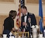 U.S. Air Force Col. Neil R. Richardson, Joint Base McGuire-Dix-Lakehurst and 87th Air Base Wing commander, shakes U.S. Air Force retired Lt. Gen. Gina Grosso’s hand during the 87th ABW Dining Out celebration at The Merion event center in Cinnaminson, N.J., March 22, 2019. Grosso spoke of the impressiveness from members of the ten-year-old wing earning six Air Force Outstanding Unit Awards while some older units have never once received the award and challenged the residing Airmen to build on the success in future endeavors. (U.S. Air Force photo by Airman 1st Class Ariel Owings)