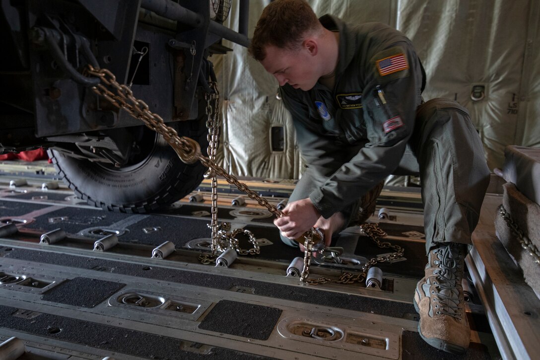 Airman 1st Class Matthew Pfeffer, 36th Airlift Squadron loadmaster