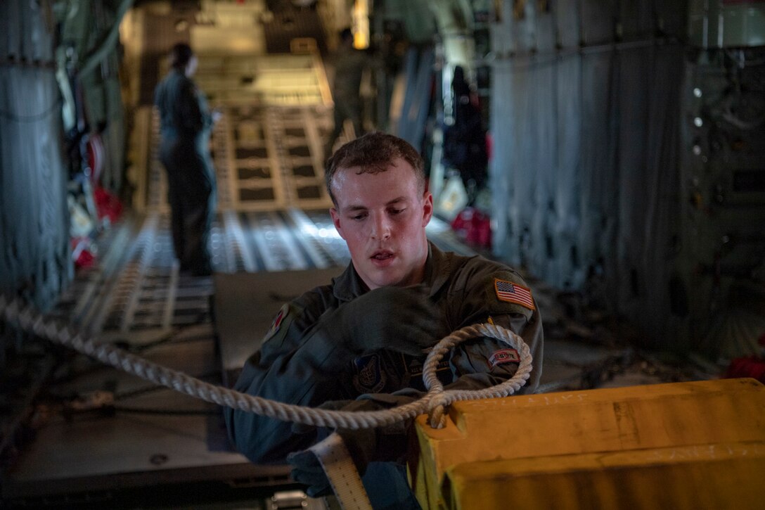 Airman 1st Class Matthew Pfeffer, 36th Airlift Squadron C-130J loadmaster