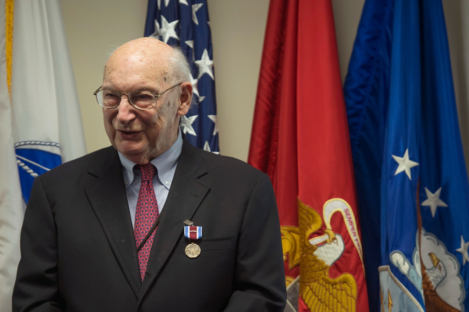Deputy Secretary of Defense Bob Work hosts a retirement farewell ceremony for Andy Marshall at the Pentagon in Washington D.C., Jan. 5, 2015.
