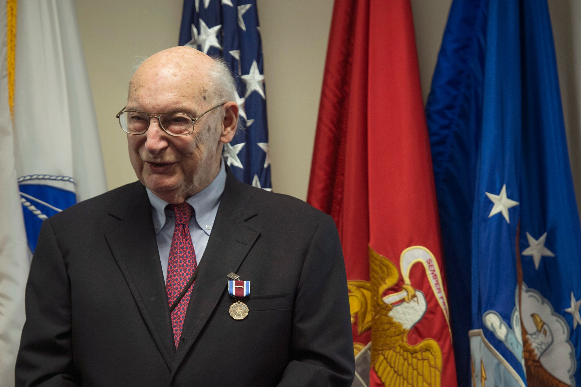 Deputy Secretary of Defense Bob Work hosts a retirement farewell ceremony for Andy Marshall at the Pentagon in Washington D.C., Jan. 5, 2015.