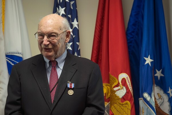 Deputy Secretary of Defense Bob Work hosts a retirement farewell ceremony for Andy Marshall at the Pentagon in Washington D.C., Jan. 5, 2015.