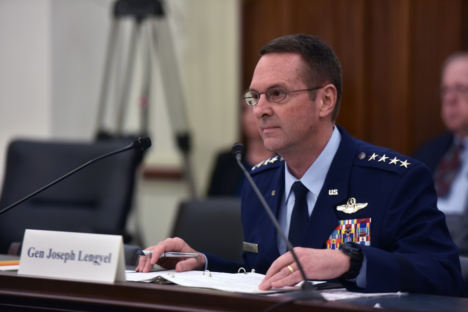 Air Force Gen. Joseph Lengyel, chief, National Guard Bureau, testifies to members of the House Appropriations Subcommittee on Defense, U.S. Capitol, Washington, D.C., March 26, 2019.