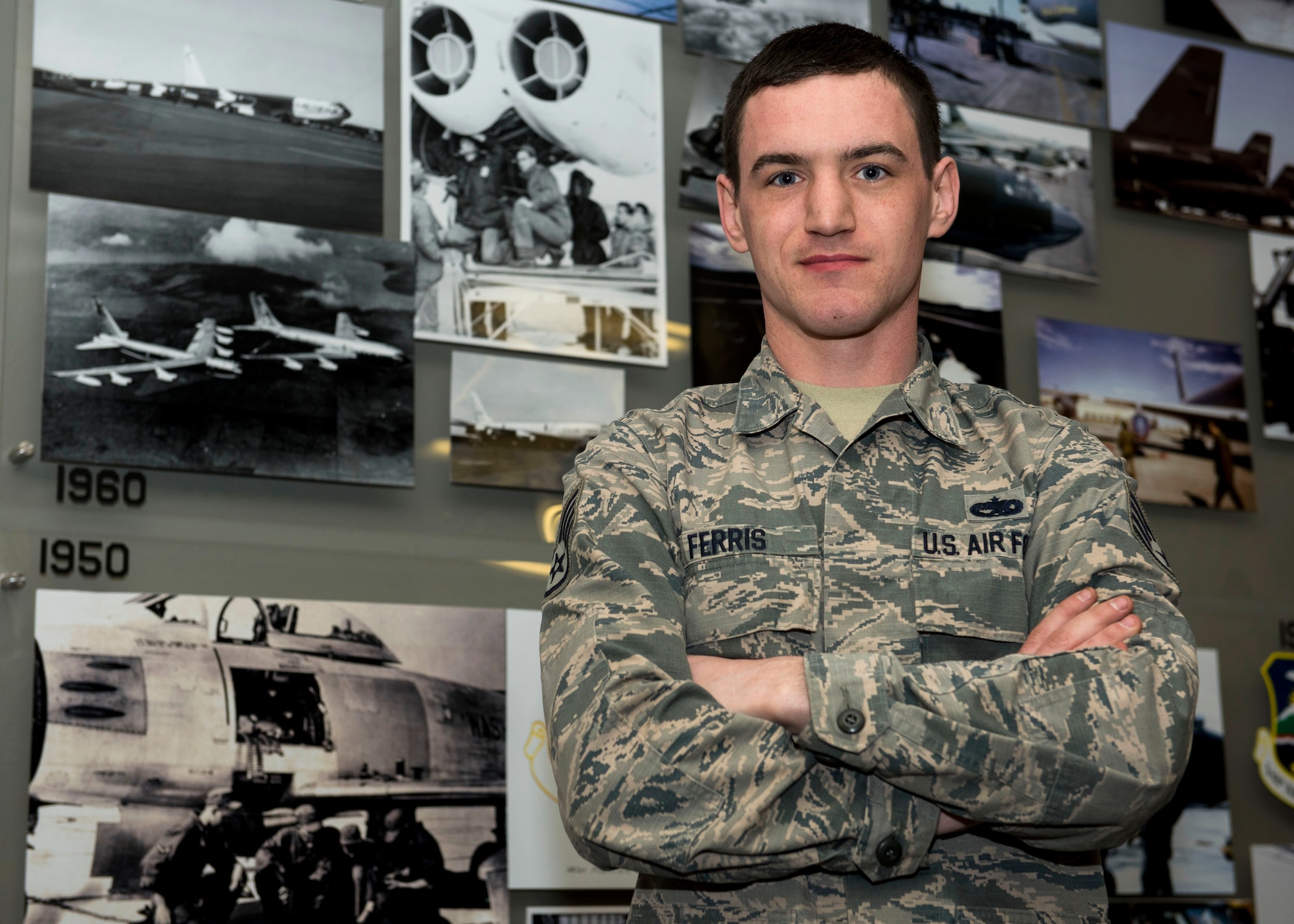 U.S. Air Force Staff Sgt. Tyler Ferris, 92nd Maintenance Group Air Force Repair Enhancement Program technician, poses for a photo at Fairchild Air Force Base, Washington, March 20, 2019. Ferris received a meritorious award from the Spokane Fire Department for his quick actions in providing life-saving aid to a victim of a car accident. (U.S. Air Force photo by Airman 1st Class Lawrence Sena)