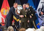 Acting Secretary of Defense Patrick M. Shanahan serves as the presiding official during the U.S. Central Command change of command ceremony in Tampa, Fla., March 28, 2019. Army Gen. Joseph L. Votel was relieved by Marine Corps Gen. Frank McKenzie, who previously served as the Director of the Joint Staff.