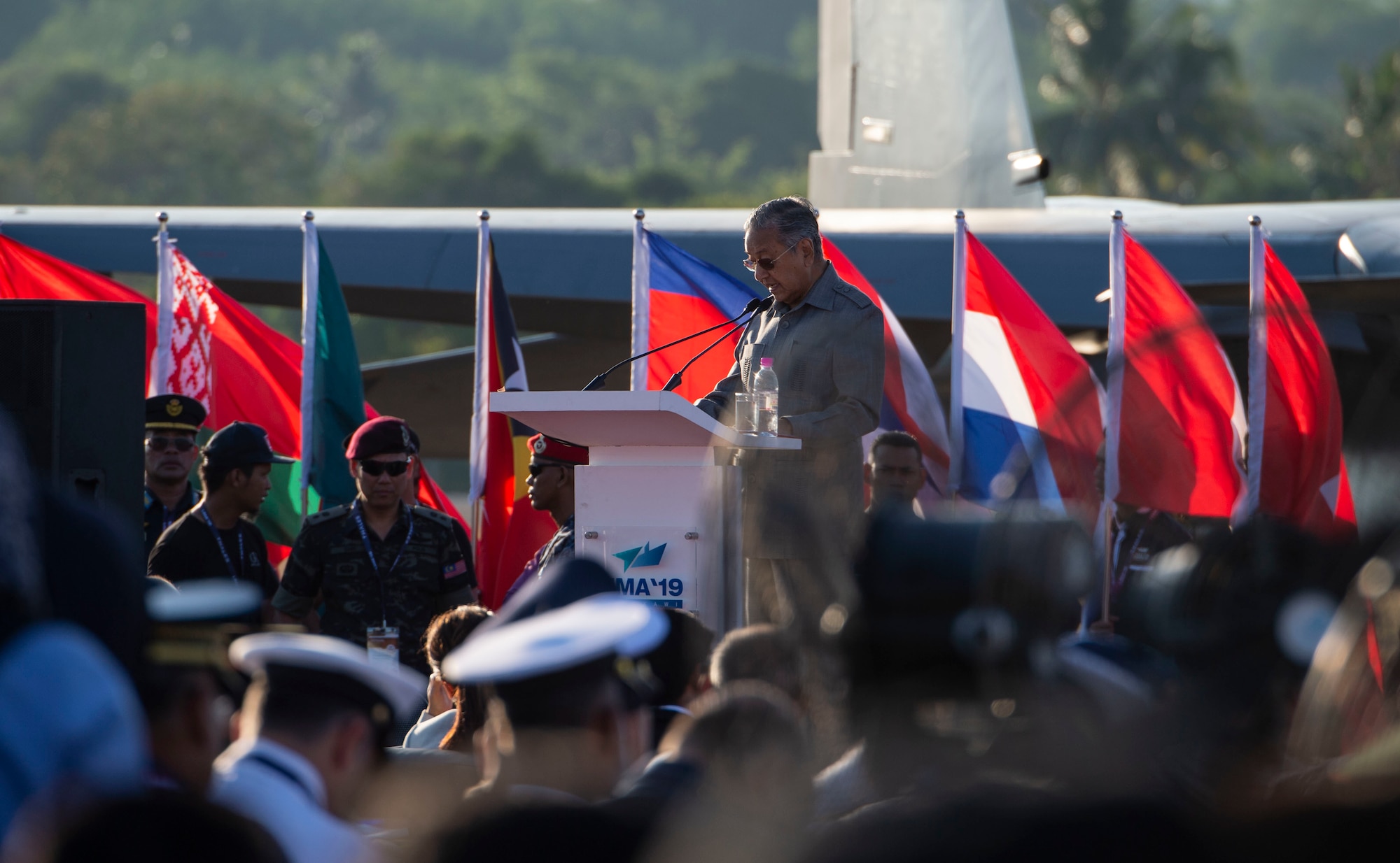 Malaysian Prime Minister, Dr. Tun Mahathir bin Mohamad, opens the Langkawi International Maritime and Aerospace Exhibition 2019 in Padang Mat Sirat, Malaysia, March 26, 2019.