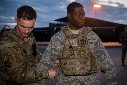 Col. Terrence Adams, 628th Air Base Wing commander, prepares to try out for the 628th Logistics Readiness Squadron fuels management flight forward area refueling point team March 26, 2019, at Joint Base Charleston, S.C.