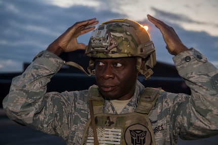 Col. Terrence Adams, 628th Air Base Wing commander, prepares to try out for the 628th Logistics Readiness Squadron fuels management flight forward area refueling point team March 26, 2019, at Joint Base Charleston, S.C.