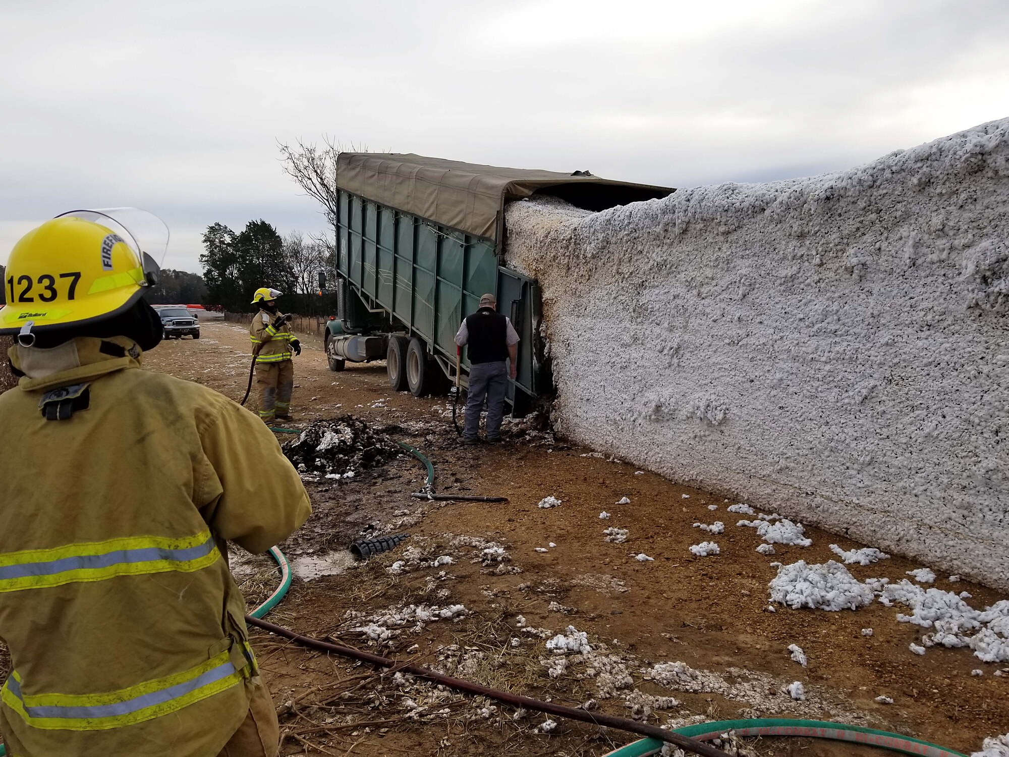 Volunteer firefighters work a crash scene Nov. 25, 2017 in Columbus, Miss. Through Senior Airman Dylan Fivecoate’s volunteer work, he has been able to see a wide variety of patients that come through and feels gratified in being able to minimize the damage done as much as he and his fellow firefighters can. (Courtesy photo)