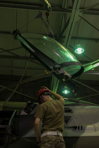 Egress maintenance includes time changes on explosives in the ejection seat, cockpit and canopy.